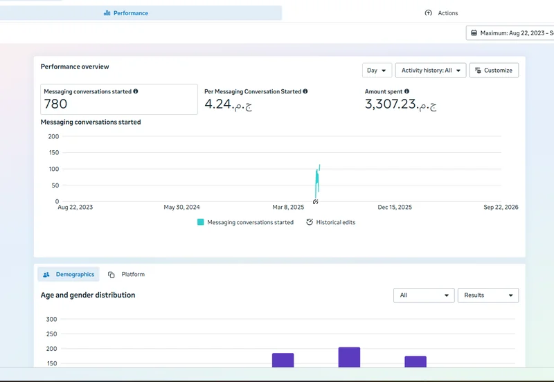 Egypt messaging campaign performance, 780 conversations