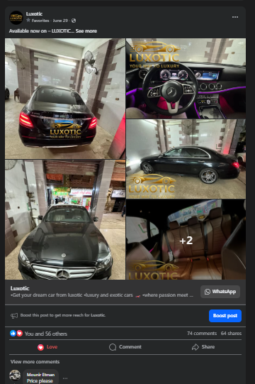 GLC300 Coupe Instagram ad creative for Luxotic