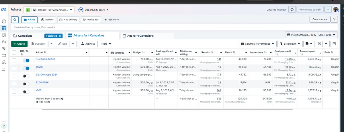 Luxotic luxury cars Meta ads campaign overview dashboard